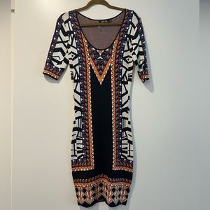 Fabrik Tribal Print MIDI Dress. Size Small.
